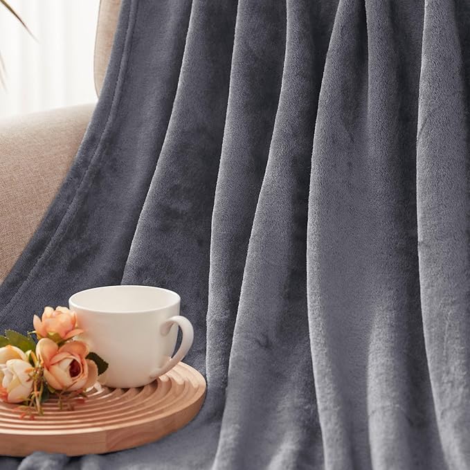 Exclusivo Mezcla Fleece Throw Blanket for Couch, Sofa, 300GSM Super Soft and Warm Blankets, Dark Grey Throw All Season Use, Cozy, Plush, Lightweight, 50x60 Inches
