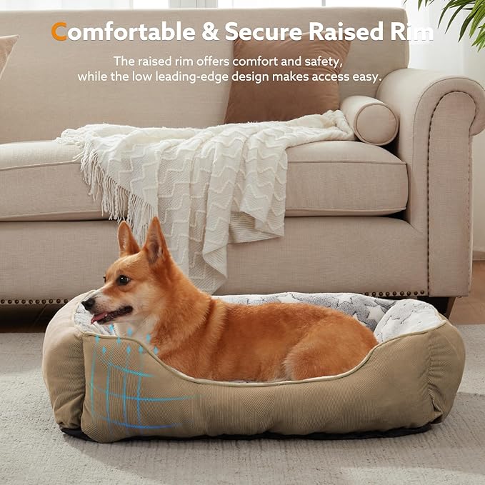 SIWA MARY Orthopedic Dog Bed Medium Size, Washable Waterproof Sofa With Non-Slip Bottom, Comfort for Medium Dogs, M(30"x24"x9") Brown-Mewly Pet