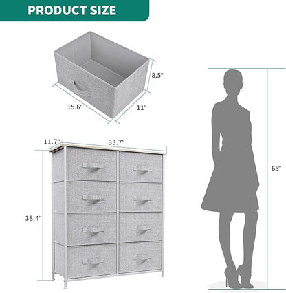 YITAHOME 8 Drawers Dresser - Fabric Storage Tower, Organizer Unit for Room, Living Room & Closets - Sturdy Steel Frame, Easy Pull Fabric Bins & Wooden Top