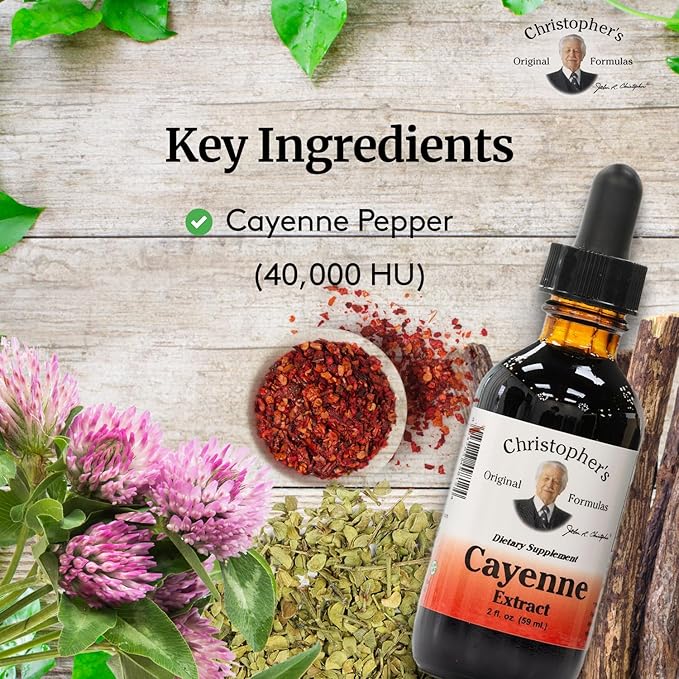 Christopher's Original Formulas Cayenne Extract - 2 fl oz Liquid | Premium Herbal Supplement for Wellness-Mewly Pet
