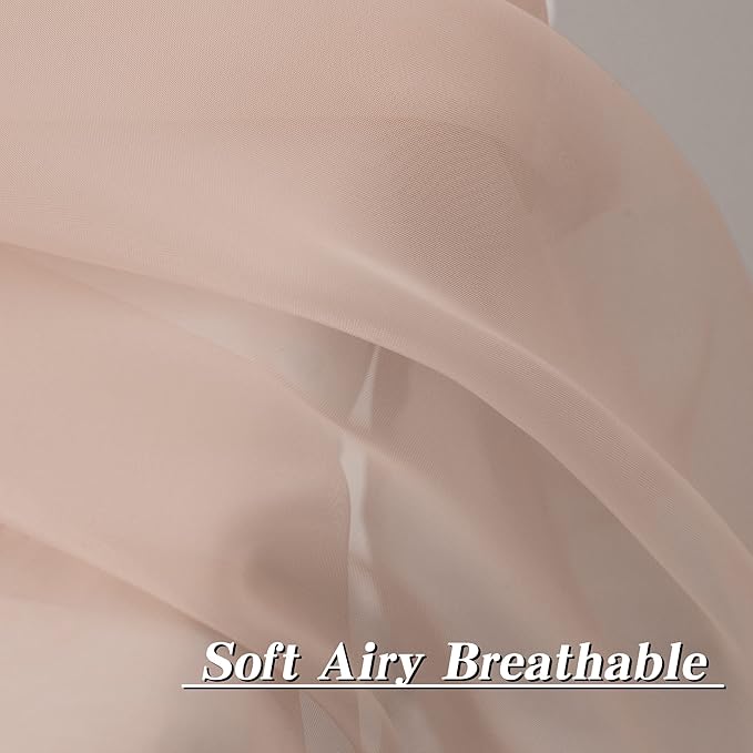 HUTO Blush Pink Sheer Curtains 54 inches Long for Bedroom Top Rod Pocket Sheer Window Panels Curtains for Nursery Living Room 52 by 54 Inch Length Set of 2 Panels