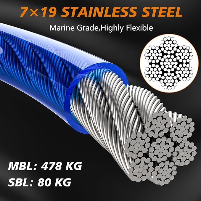 XiaZ 70ft Tie Out Cable for Dogs, Dog Leads for Yard Chew Proof, Heavy Duty Dog Tie Out Cable for Large Dogs Up to 250lbs,Durable Pet Runner Tether Line for Outdoor,Yard-Mewly Pet