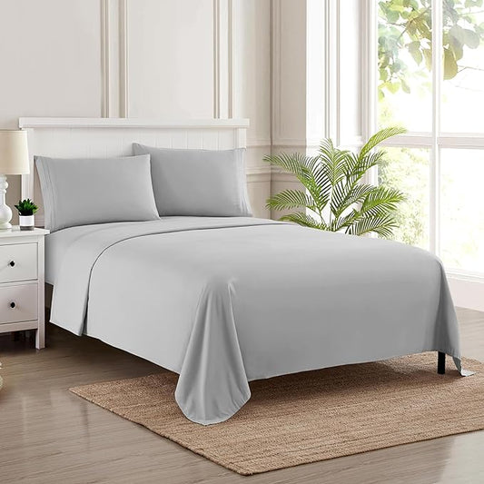 King Size Sheets - Breathable Luxury Bed Sheets with Full Elastic & Secure Corner Straps Built In - 1800 Supreme Collection Extra Soft Deep Pocket Bedding, Sheet Set, EXTRA DEEP pocket - King, Silver