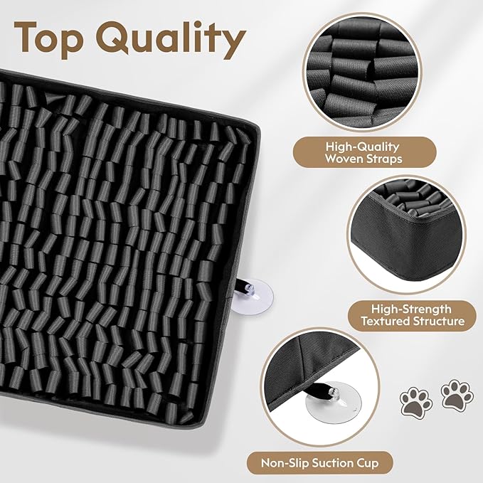 Snuffle Mat for Dogs, Dog Puzzle Mat, Interactive Dog Toys for Enrichment,Sniff Mats with Non-Slip Backing,Suitable for Breeds and Sizes of Dogs (Black, 17" X 15")-Mewly Pet