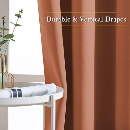 NICETOWN Blackout Curtain Panels 95" L - Window Treatment Energy Saving Thermal Insulated Solid Grommet Blackout Drapes for Living Room (Burnt Orange, 1 Pair, 80 by 95-Inch)