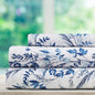 DREAMCARE Twin Size Sheets - Cooling Bed Sheets - Twin Sheet Set - Soft & Long Lasting 100% Fine Brushed Floral Blue Sheets