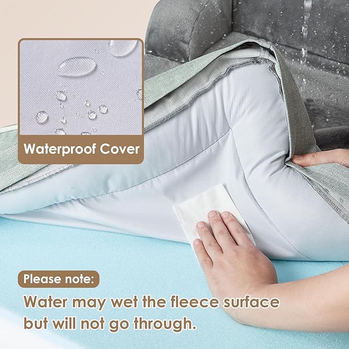 EHEYCIGA Orthopedic XL Dog Beds, Waterproof Memory Foam Dog Bed for Extra Large Dogs, Non-Slip Bottom and Egg-Crate Foam Big Pet Couch Bed with Washable Removable Cover, Greyish Green-Mewly Pet