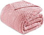 Exclusivo Mezcla Fleece Twin Size Blanket for Bed, 90x66 Inches Soft Cozy Jacquard Flannel Blankets, Lightweight Fuzzy Plush Warm for Winter, Pink