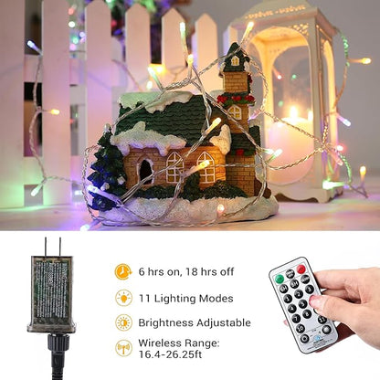 Brizled Christmas Lights, 65.67ft 200 LED Tree Lights Color Changing, 11-Function Warm White & Multicolor Christmas Light String, Connectable 29V Adapter Fairy Lighting with Remote for Xmas Tree Party
