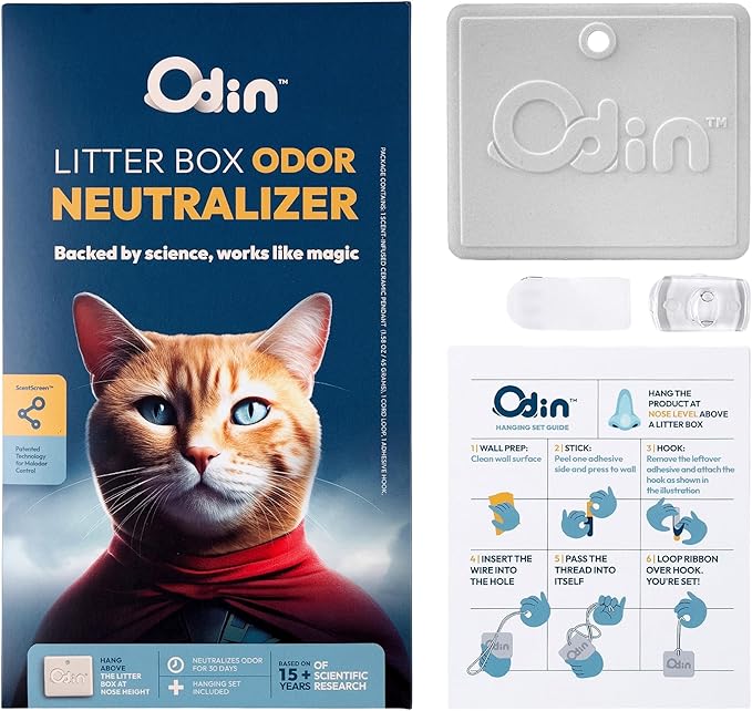 Odin Litter Box Odor Eliminator – Neutralizes Smells at the Source with Patented Tech – Light Citrus Scent – Safe, Long-Lasting, Works with Any Litter-Mewly Pet