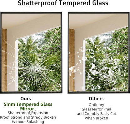 48”x 36” Black Bathroom Mirrors for Over Sink, Modern Rectangle Vanity Mirror,Shatter-Proof Tempered Glass,Metal Framed, Farmhouse Wall Mirrors Decorative (Horizontal/Vertical)