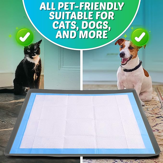 TidyFriend Dog Pee Pad Holder Tray Fits for 27.5” x 44” Wee Wee Pee Pads - Stable Grip, Raised Edges, Quick-Wipe Silicone Surface Dog Potty Tray Holder for Indoor Flooring Protection (Grey)