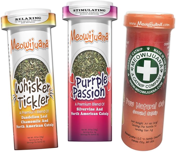 Meowijuana Purrple Passion Cat Nip - Premium Organic Blend of Catnip for Cats & Silvervine, Stimulates Playful Behavior, 26g, Natural Wellness Gift for Cat Lovers-Mewly Pet