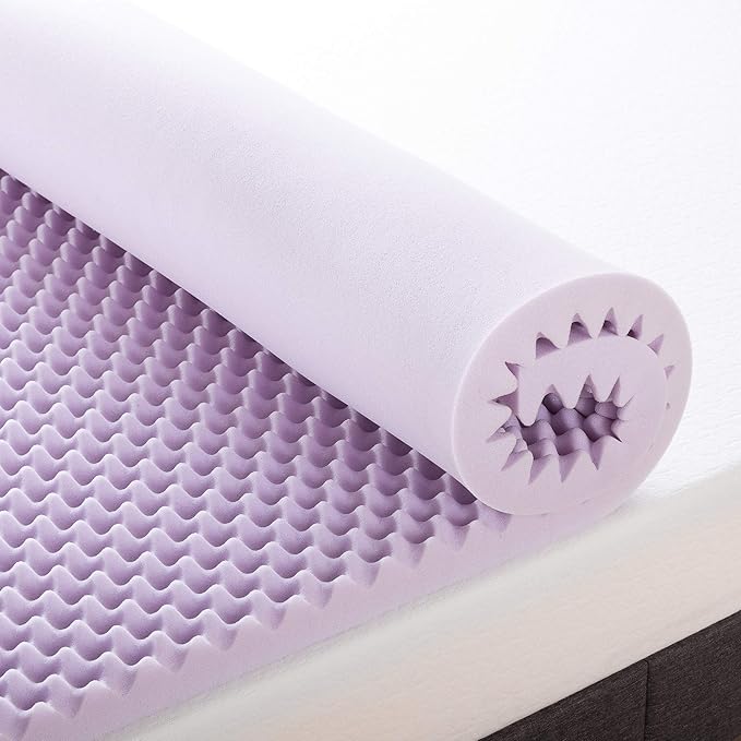 Best Price Mattress 2 Inch Egg Crate Memory Foam Mattress Topper with Soothing Lavender Infusion, CertiPUR-US Certified, Dorm Essentials, Queen