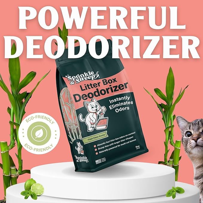 Sprinkle & Sweep Litter Box Deodorizer - Cat Litter Deodorizer Non Toxic and Safe for Kittens - Instantly Eliminates Foul Smells and Urine Odors (Pack of 4)-Mewly Pet