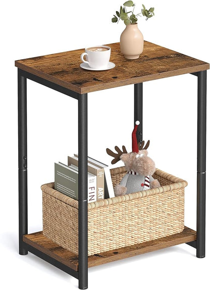 VASAGLE Side Table, Small End Table, Nightstand for Living Room, Bedroom, Office, Bathroom, Rustic Brown and Black ULET271B01