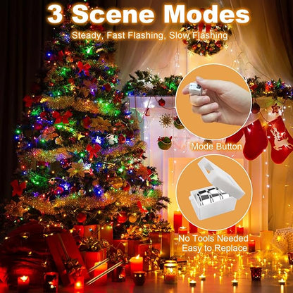 50 Pack Fairy Lights Battery Operated - 3 Speed Modes, 7Ft 20 LED String Twinkle Lights, Waterproof Copper Wire, Mini Firefly Light for Mason Jars Vases Christmas Decor, Multi-Colored