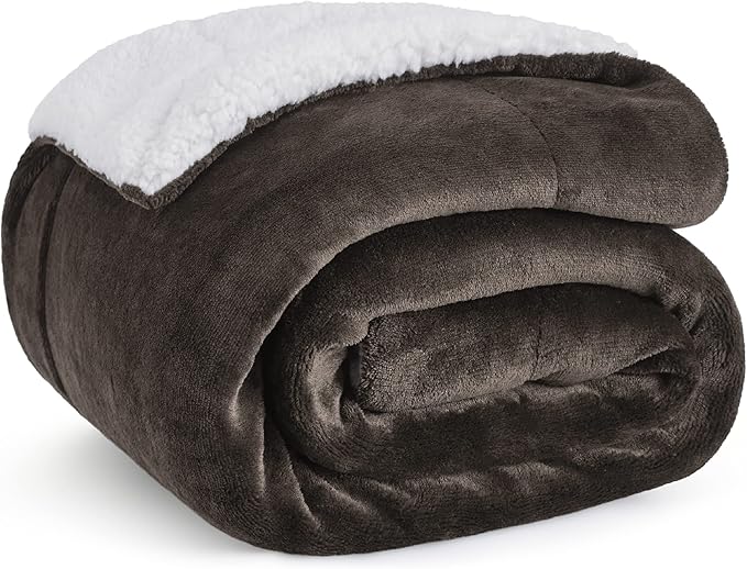 Bedsure GentleSoft Sherpa Fleece Throw Blanket for Couch - Thick and Warm Throw for Women and Men, Soft Fuzzy Plush Blanket for Winter, Brown, 50x60 Inches