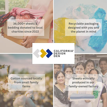 California Design Den Floral Pattern King Size Sheets Set - Luxury 400 Thread Count Sateen, Natural 100% Cotton Sheets, Deep Pockets, Cooling and Durable Bedding Set - Blooming Meadows