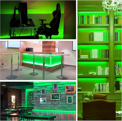 iNextStation 12V LED Light Strip IP65 Waterproof Green LED Strip Lights 16.4ft/5m Cuttable 300 SMD 2835 LED Tape Flexible Led Lights for Bedroom Outdoor Indoor Decor (Power Adapter not Included)