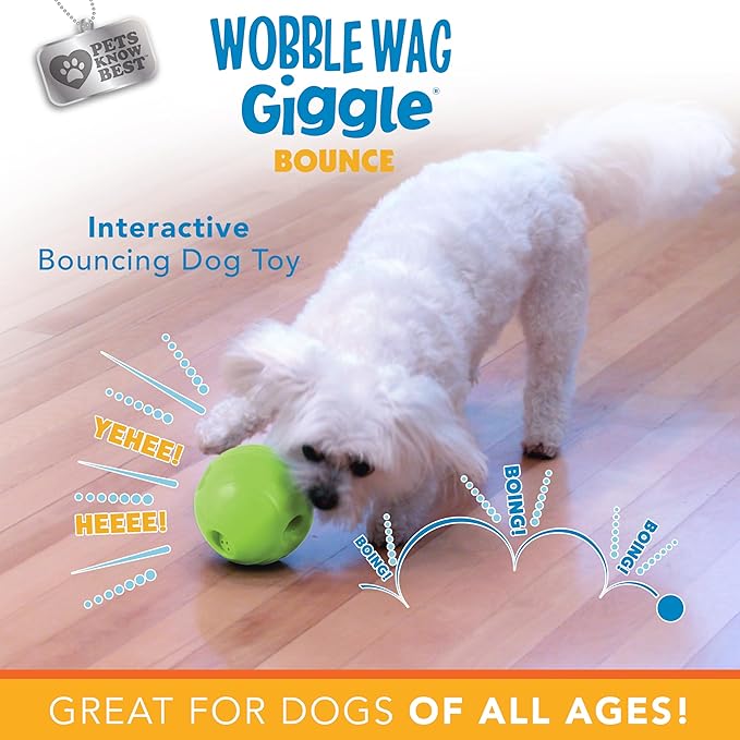 Wobble Wag Giggle Bounce Interactive Dog Toy- Sound Making Bouncing Ball for Dogs Ages Indoor & Outdoor Play, Soft & Durable with Easy Grip Design- Pets Know Best-Mewly Pet