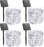 Minetom Solar String Lights, 4 Packs Total 132Ft 400 LED Solar Fairy Lights, Waterproof Solar Lights for Outside Patio Yard Tree Wedding Christmas, Pure White