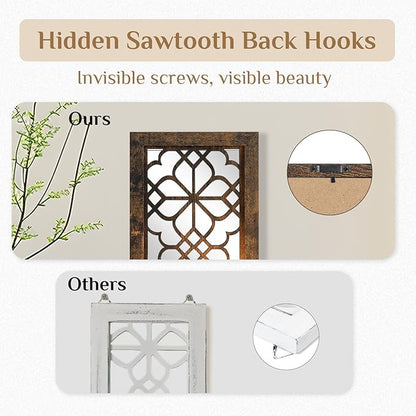 Wall Candle Holder for Farmhuose Decor: Decorative Rustic Folating Shelves Candle Sconces for Pillar Candles - Brown Wood Wall-Mounted Candle Shelf for Bathroom Fireplace
