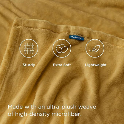 Bedsure GentleSoft Fleece Blankets King Size Gold Yellow - Bed Blanket Soft Lightweight Plush Cozy Fuzzy Luxury Microfiber, 108x90 inches