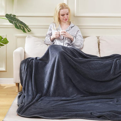 Soft Travel Size Blanket All Season Warm Fuzzy Microplush Lightweight Thermal Fleece Blankets for Couch Bed Sofa,Throw,50x61 Inches,Dark Gray