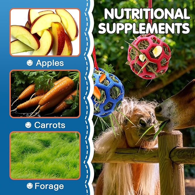 2 Pcs Hay Ball for Horses to Play with, Relieve Stress with This Bright Color Hay Feeder Ball for Horses Goat to Avoid Boredom-Mewly Pet