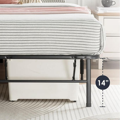 Best Price Mattress 14-inch Foldable Quickbase Metal Platform Bed Frame with Tool Free Easy Assembly, Wood Slats No Box Spring Needed, Black, Cal King
