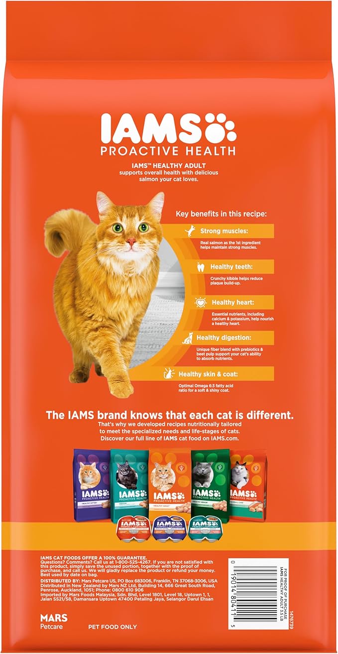 IAMS Proactive Health Adult Healthy Dry Cat Food with Real Salmon, 3.5 lb. Bag-Mewly Pet