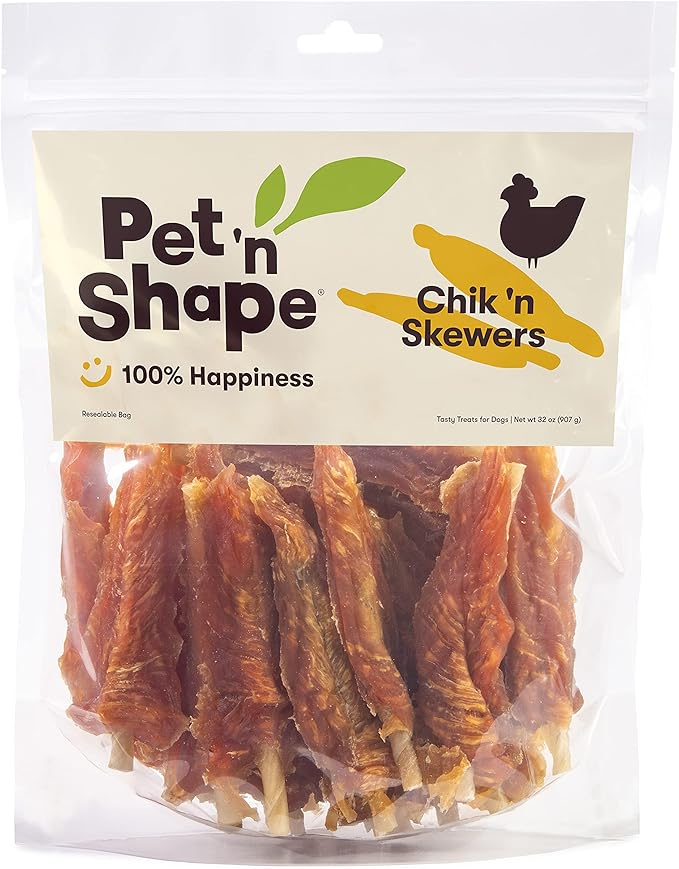 Pet 'n Shape Chik 'n Skewers – Chicken Wrapped Rawhide Dog Chew-Mewly Pet
