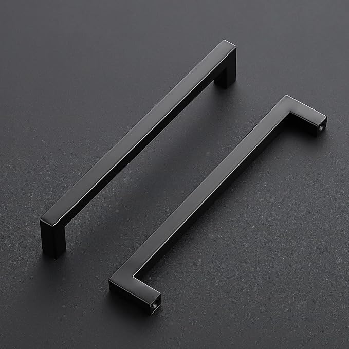 Ravinte 3 Pack Black Cabinet Pulls 7-1/2 Inch Square Kitchen Cabinet Handles Matte Black Kitchen Hardware for Drawer Pulls Drawer Handles Come with Screwdriver