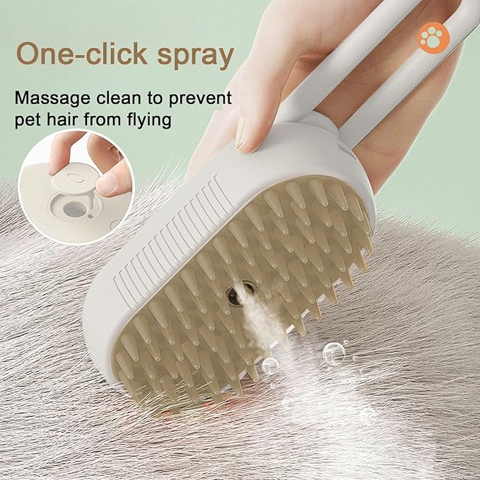 Cat Steam Brush for Shedding, 4 in 1 Rechargeable Pet Steam Brush for Dogs and Cats, Anti-Static, Massage, Cleaning, Shedding & Combing All In One! (White)-Mewly Pet