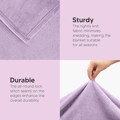 Utopia Bedding Fleece Blanket Twin Size Lilac 300GSM Luxury Anti-Static Fuzzy Soft Microfiber Bed Blanket (60x80 Inch)