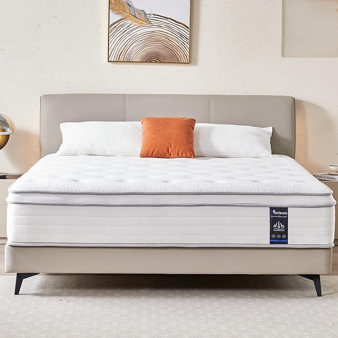 Twin Mattress, 10 Inch Hybrid Mattress in a Box, Memory Foam and Individual Pocket Springs, Fiberglass Free, Soft and Breathable, Medium Firm Feel