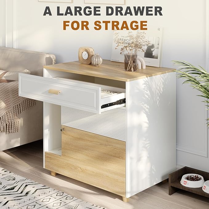 Cat Litter Box Enclosure - Indoor Litter Box Furniture Hidden with Drawer and Door - 32"x19"x32"H-Mewly Pet