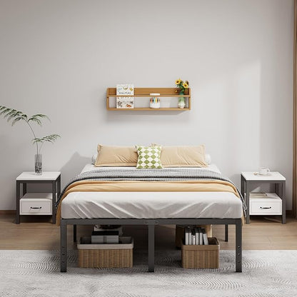 Metal Bed Frame Queen Size - 18 Inch Heavy-Duty Queen Platform Bed Frame No Box Spring Needed, Easy Assembly, Noise-Free, Sturdy Mattress Foundation, Underbed Storage Space