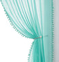 Treatmentex Pompom Sheer Window Curtains for Bedroom Aqua-Blue 95inches Length Decorative Sheer Window Drapes for Wedding Party Ceremony 52" W x 2 Panels Rod Pocket