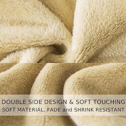 Soft King Size Blanket for All Season Warm Fuzzy Microplush Lightweight Thermal Fleece Summer Autumn Fall Winter Spring Blankets for King Calking Bed Couch Sofa,90x108 Inches,Khaki