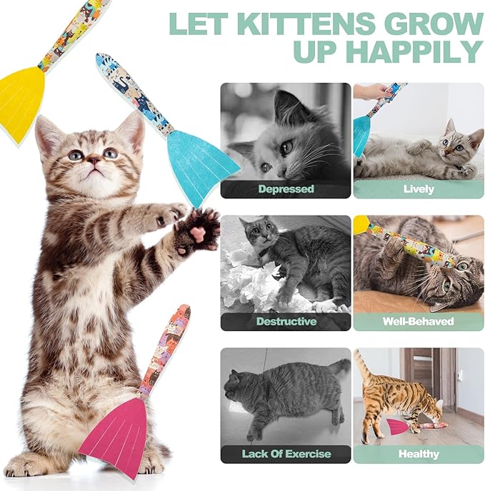 BINGPET 6 Pcs Catnip Toys for Cats,Interactive Cat Toy for Bored Indoor Kitten Adult Cats,Cat Fish Toy Filled with Natural Catnip,Cute Crinkle Cat Toy Kitten Toys Cat Chew Kicker Toy for All Breeds-Mewly Pet