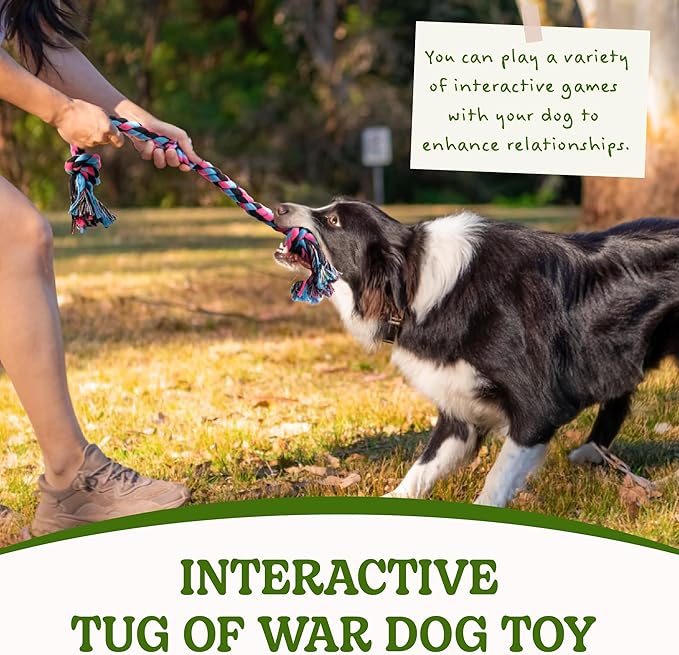 SHARLOVY Dog Rope Toy for for Medium Dogs, Durable Cotton Dog Chew Toys for Aggressive Chewers, Interactive Tug of War Dog Toys for Medium to Large Breed-Mewly Pet