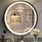 Hasipu 32 Inch Round LED Mirror for Bathroom with Lights, Black Circle Vanity Mirror for Wall, Metal Framed Frontlit Bathroom Mirrors Anti-Fog, Dimmable, 3 Colors Lighted Makeup Mirror Wall Mounted