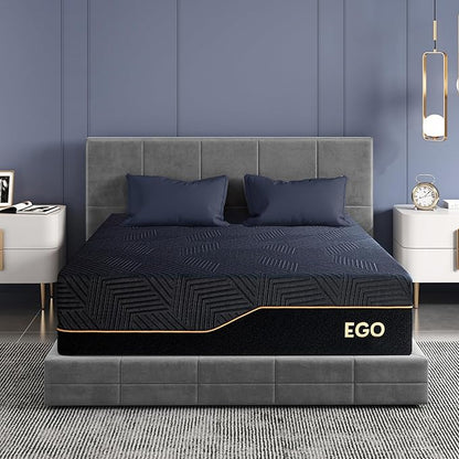 EGOHOME 14 Inch Twin XL Memory Foam Mattress for Back Pain, Cooling Copper Gel Bed in a Box, Foam Made in USA, CertiPUR-US Certified, Therapeutic Medium Firm,Daybed 38x80x14 Black