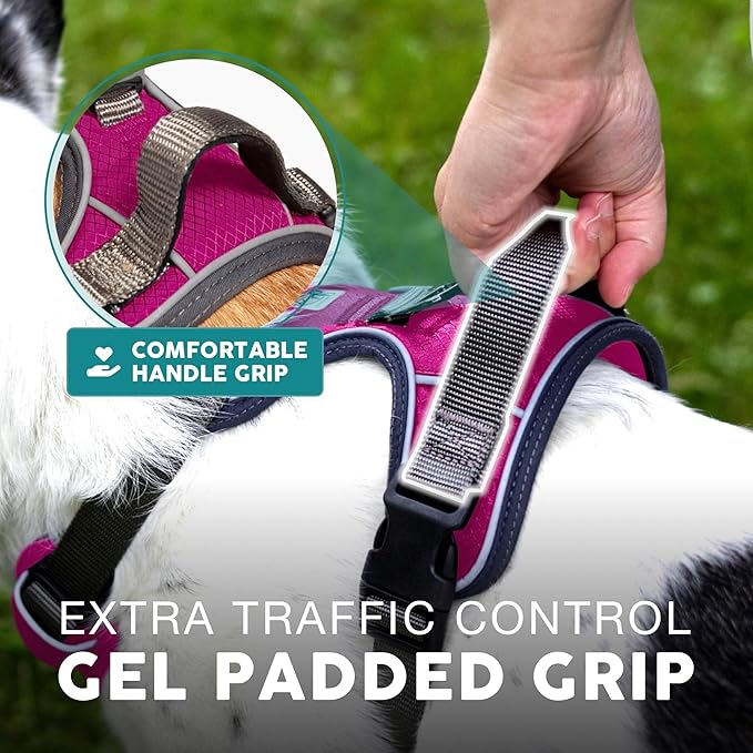 Embark Adventure Dog Harness, Reflective Trim No Pull Dog Harness for Large Dogs - Military Grade Nylon, Front Clip with Gel Lined Handle.-Mewly Pet