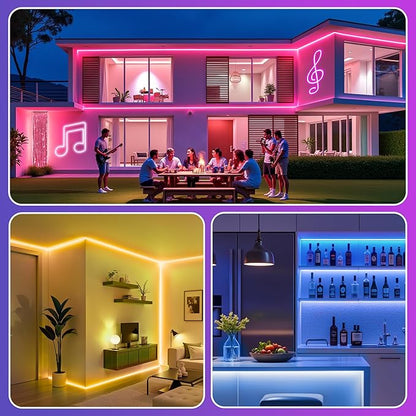 Neon Rope Lights 32.8Ft RGB LED Strip Lights - App & Remote Control, Music Sync, IP67 Waterproof, Flexible Cuttable Neon Lights for Bedroom, Gaming, Party, Outdoor Decor, Multiple Modes