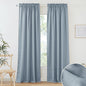 RYB HOME Flax Linen Blend Curtains 102 inches Long for Living Room, Semi Translucent Privacy Protection Light Filtering Decorative Drapes for Bedroom, W 52 x L 102 inches, Dusty Blue, 2 Panels