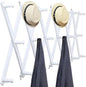 WEBI Accordion Wall Hanger,Wooden Expandable Coat Rack Wall Mounted,Accordion Hat Rack for Wall,Accordion Hook Rack for Hats,Caps,20 Peg Hooks,White