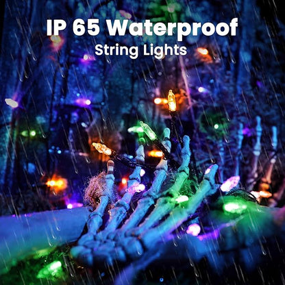 Orange & Purple & Green Halloween Lights, 2 Pack 33ft 100 LED Halloween Decoration Lights Waterproof 8 Modes Battery Operated String Light for Outdoor & Indoor,Tree, Wreaths, Holiday, Party Decor